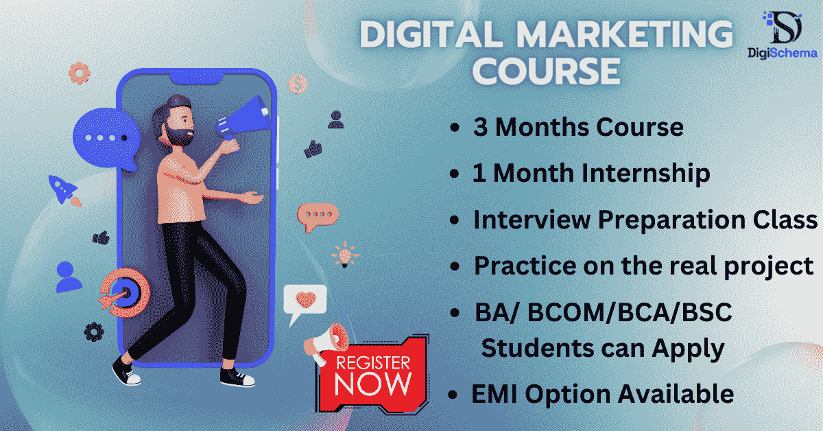 Digi Schema provides 3 months Digital Marketing Course including 1 month internship. BA | BCOM | BSC students also can apply. EMI Option Available